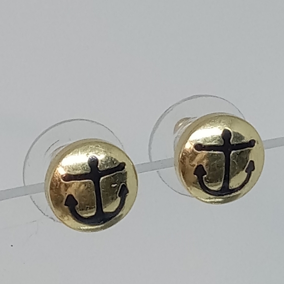 👍 5 for $20 Alex and Ani 2014 anchor button gold tone earrings - Picture 1 of 3